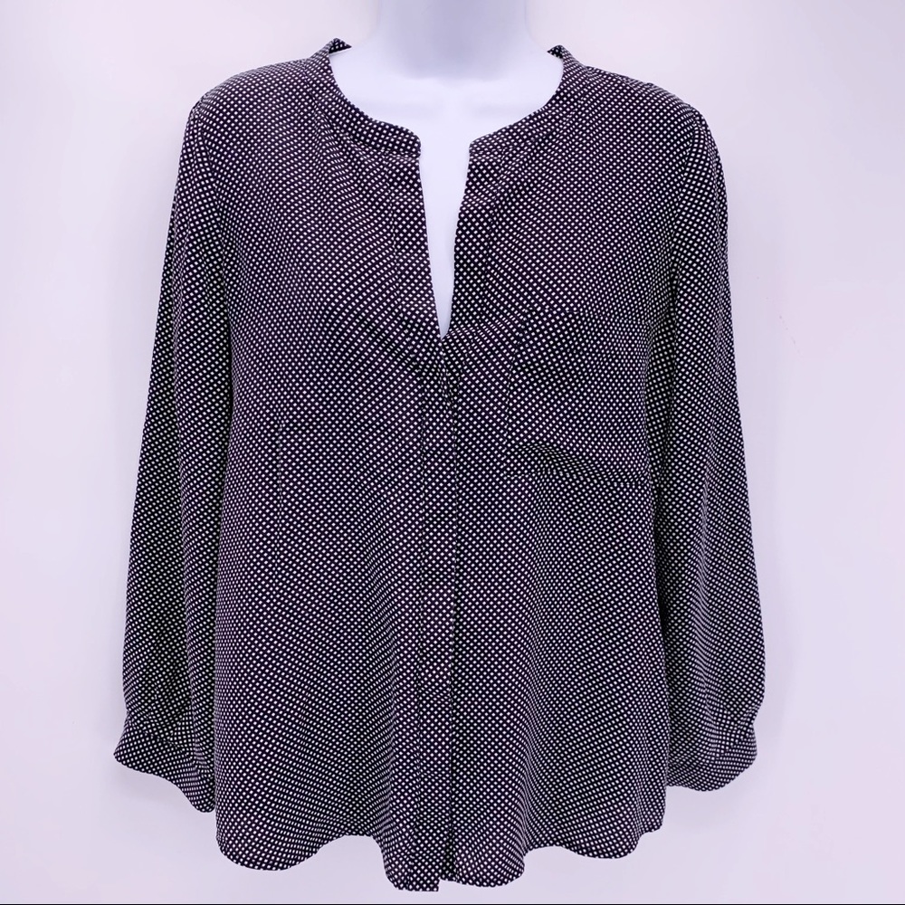 Joie Black and White Spotted Long Sleeve Silk Blouse Size Small